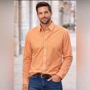 Nautica Orange Checkered Button Down Men’s Large
